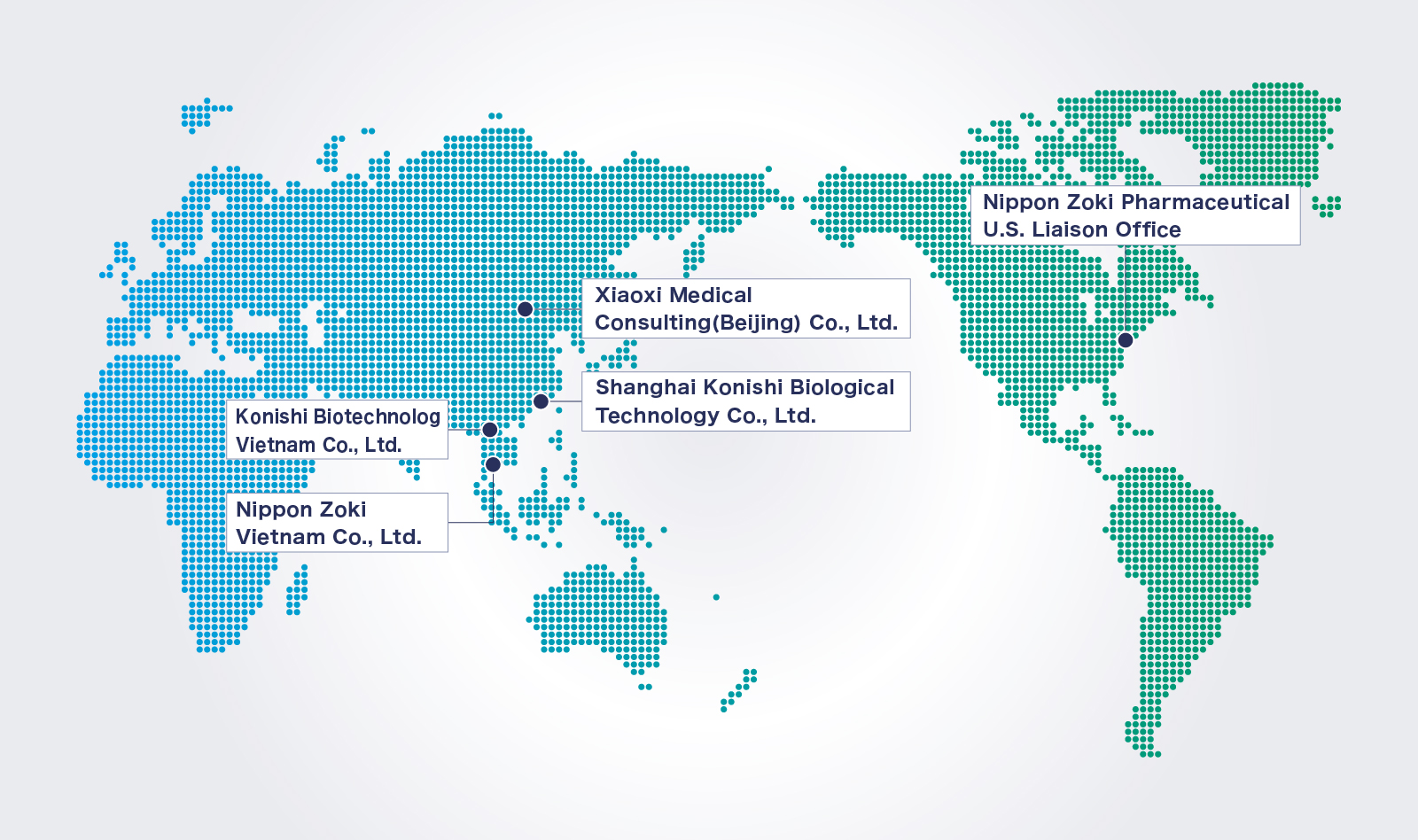 Map showing the location of activities in the world